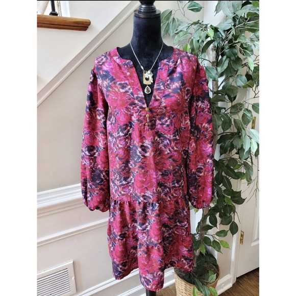 Time And Tru Women Multicolor Polyester V-Neck Long Sleeve Casual Top Blouse 22 - Picture 1 of 12